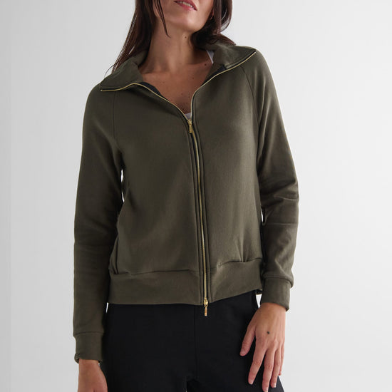 Freedom Full Zip Sweatshirt in Spruce - Women's Full Zip Fleece Sweatshirt in Spruce Green | DAUB