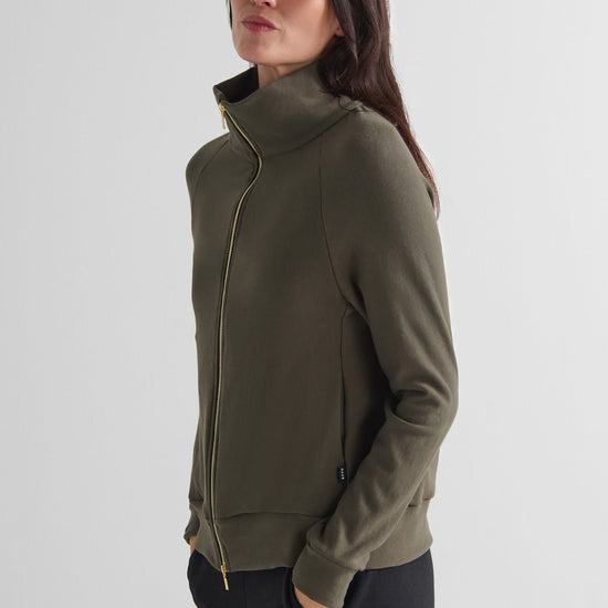 Freedom Full Zip Sweatshirt in Spruce - Women's Full Zip Fleece Sweatshirt in Spruce Green | DAUB