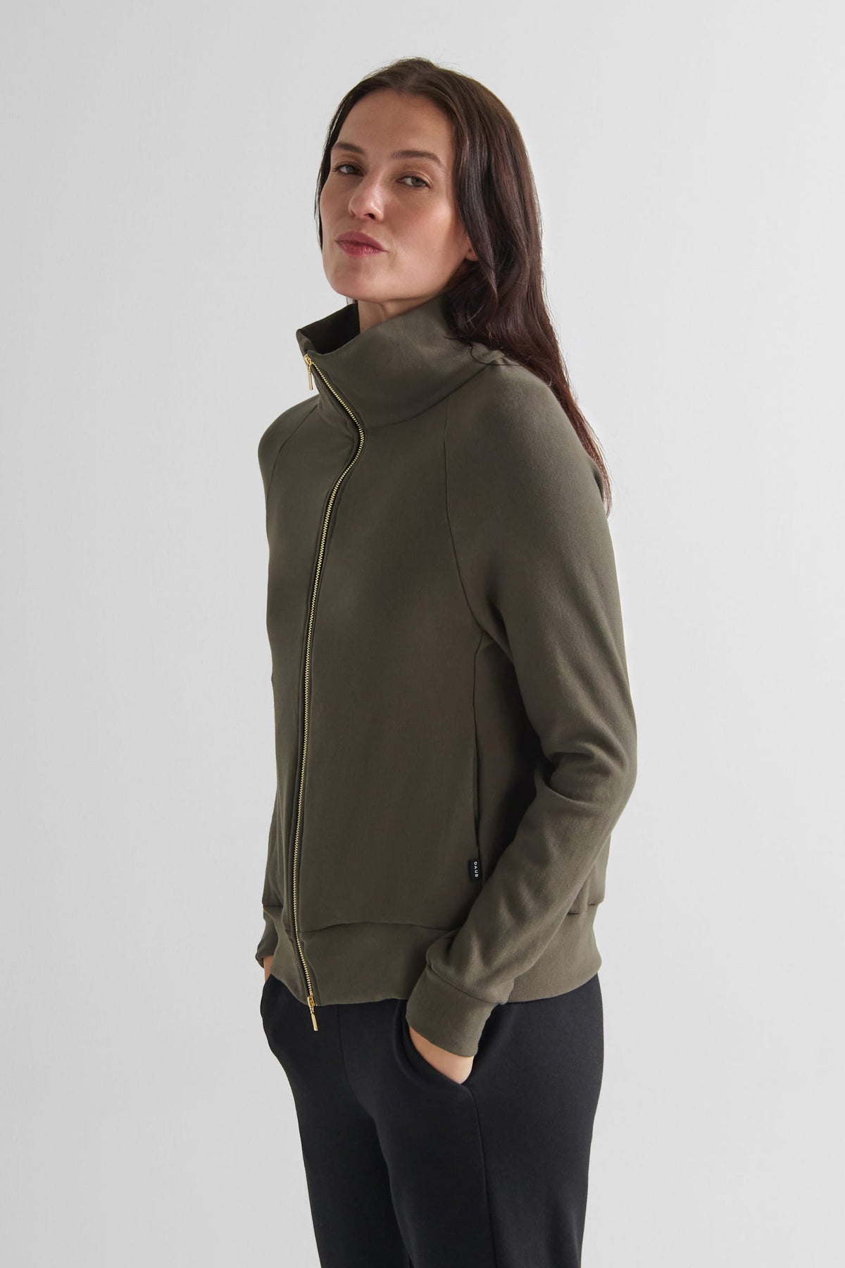 Freedom Full Zip Sweatshirt in Spruce - Women's Full Zip Fleece Sweatshirt in Spruce Green | DAUB