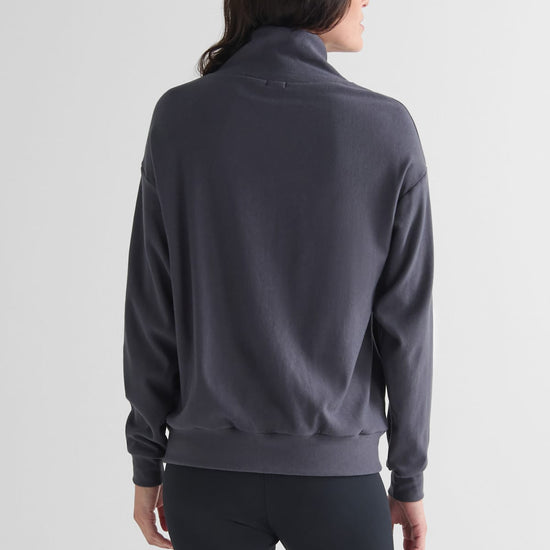 Freedom Quarter Zip Sweatshirt in Ash - Women's Quarter Zip Fleece Sweatshirt in Ash Grey | DAUB