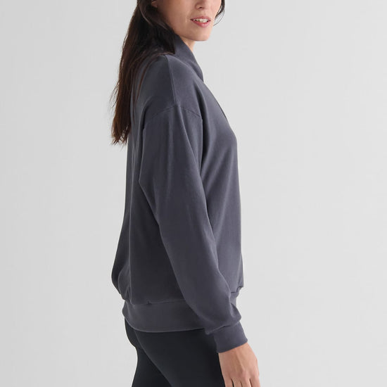 Freedom Quarter Zip Sweatshirt in Ash - Women's Quarter Zip Fleece Sweatshirt in Ash Grey | DAUB