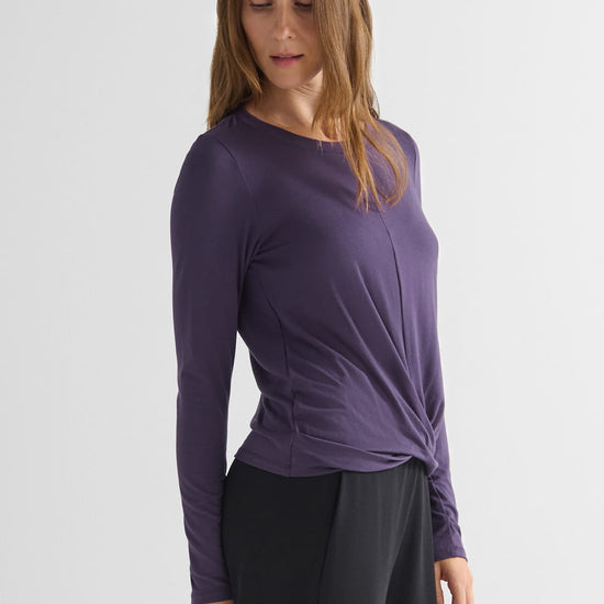 Leilani Longsleeve in Aubergine - Women's Long Sleeve Shirt in Aubergine Purple | DAUB