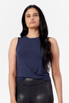 Leilani Tank  - Woman tank with twist on the front in Navy | Daub & Design