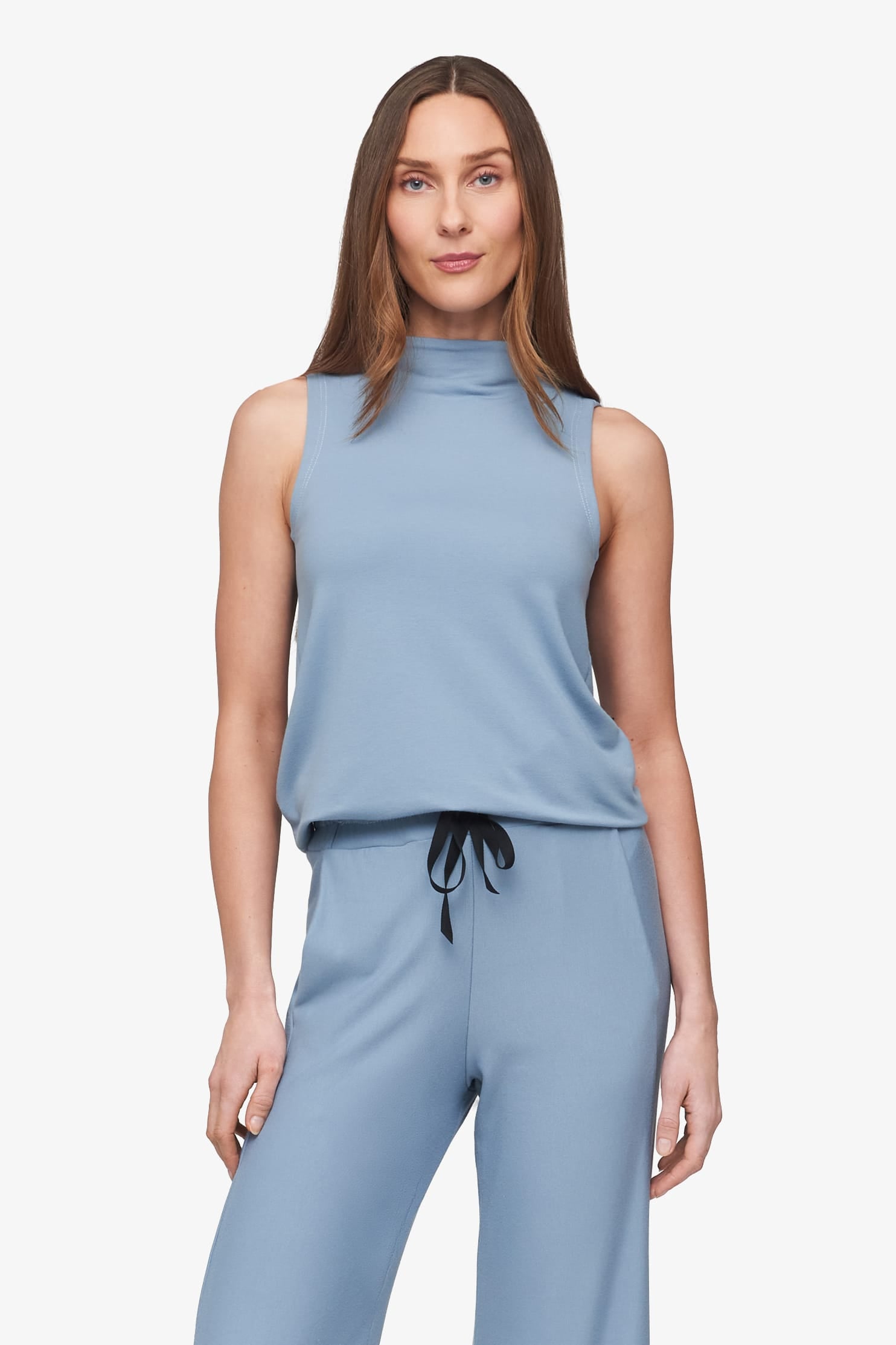 Briar Sleeveless Top  - Women's Basic tank top with mock neck in Coastal Blue | Daub + Design