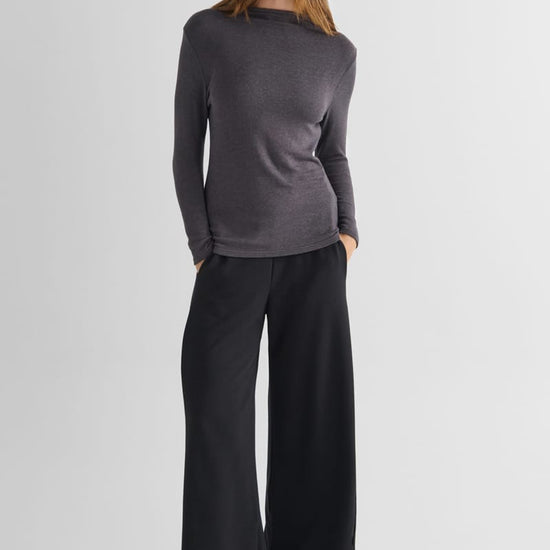 Monroe Mockneck Sweater with Starboard Pant - Women's Long Sleeve Sweater in Iron Grey and Women's Pant in Black | Daub
