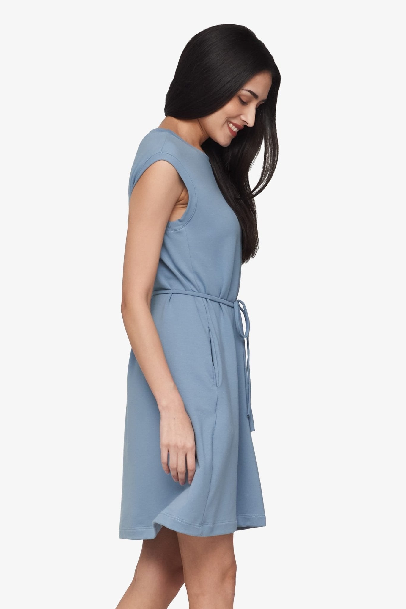 Newport Dress  - Women's Basic dress with pocket in Coastal Blue | Daub + Design