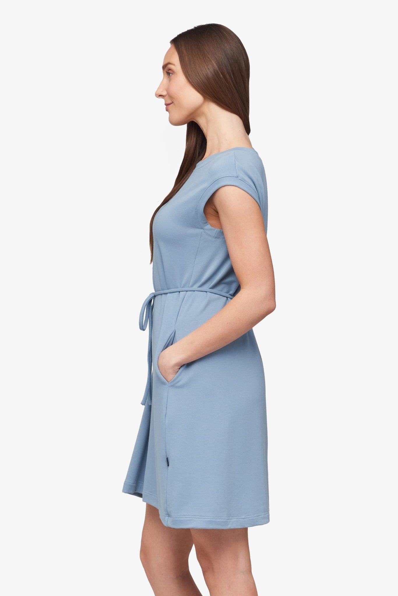 Newport Dress  - Women's Basic dress with pocket in Coastal Blue | Daub + Design