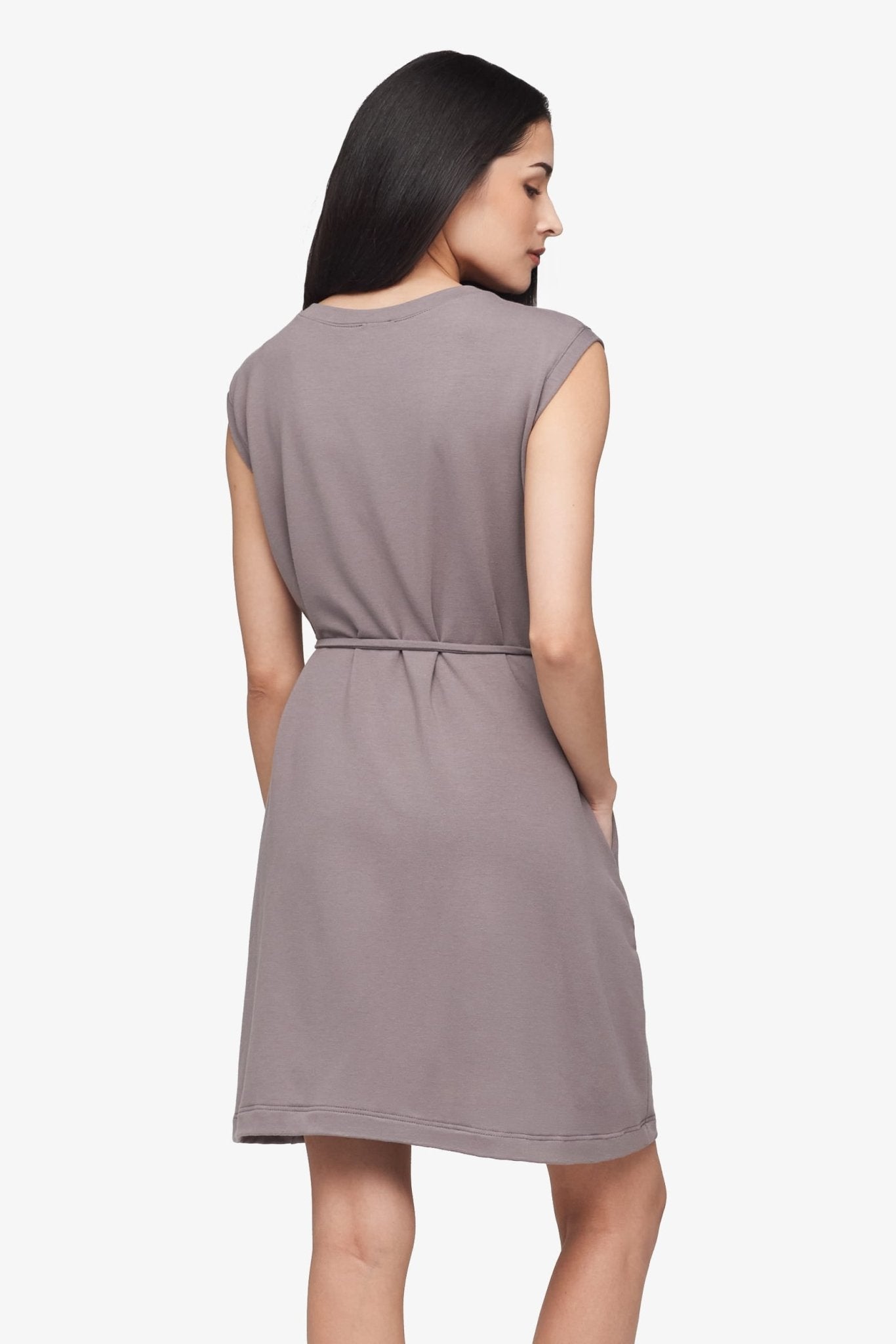 Newport Dress  - Women's Basic dress with pocket in Driftwood grey | Daub + Design