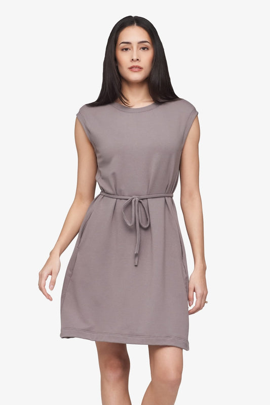 Newport Dress  - Women's Basic dress with pocket in Driftwood grey | Daub + Design