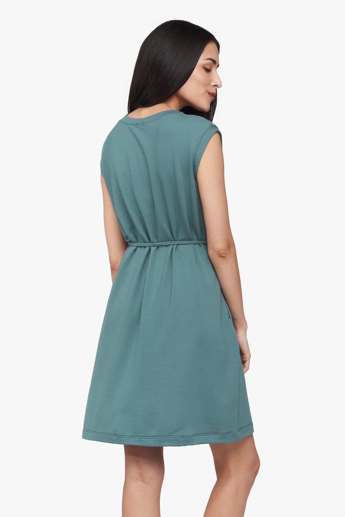 Newport Dress  - Women's Basic dress with pocket in North Atlantic green | Daub + Design