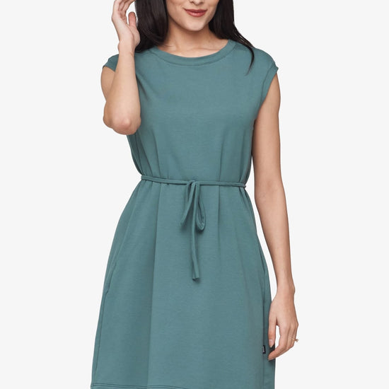 Newport Dress  - Women's Basic dress with pocket in North Atlantic green | Daub + Design