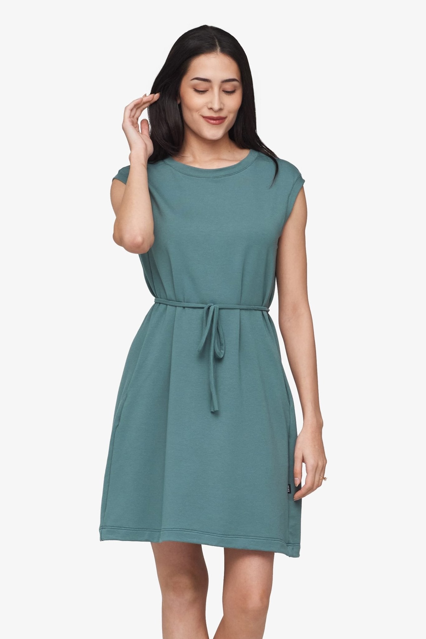 Newport Dress  - Women's Basic dress with pocket in North Atlantic green | Daub + Design