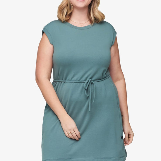 Newport Dress  - Women's Basic dress with pocket in North Atlantic green | Daub + Design
