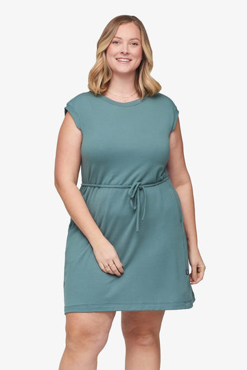 Newport Dress  - Women's Basic dress with pocket in North Atlantic green | Daub + Design