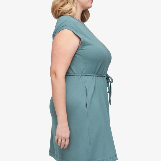 Newport Dress  - Women's Basic dress with pocket in North Atlantic green | Daub + Design