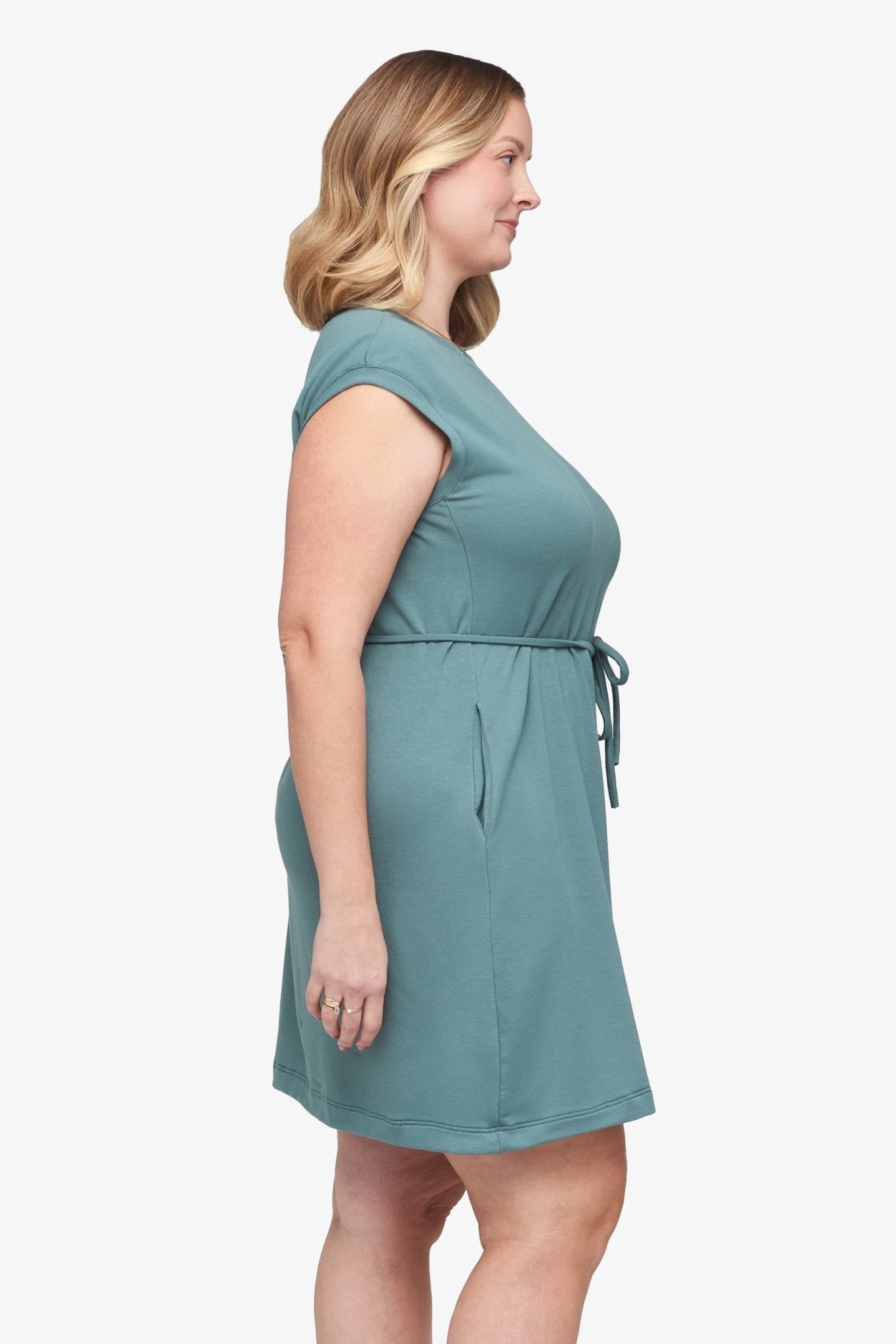 Newport Dress  - Women's Basic dress with pocket in North Atlantic green | Daub + Design