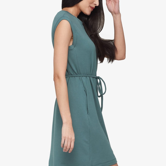 Newport Dress  - Women's Basic dress with pocket in North Atlantic green | Daub + Design