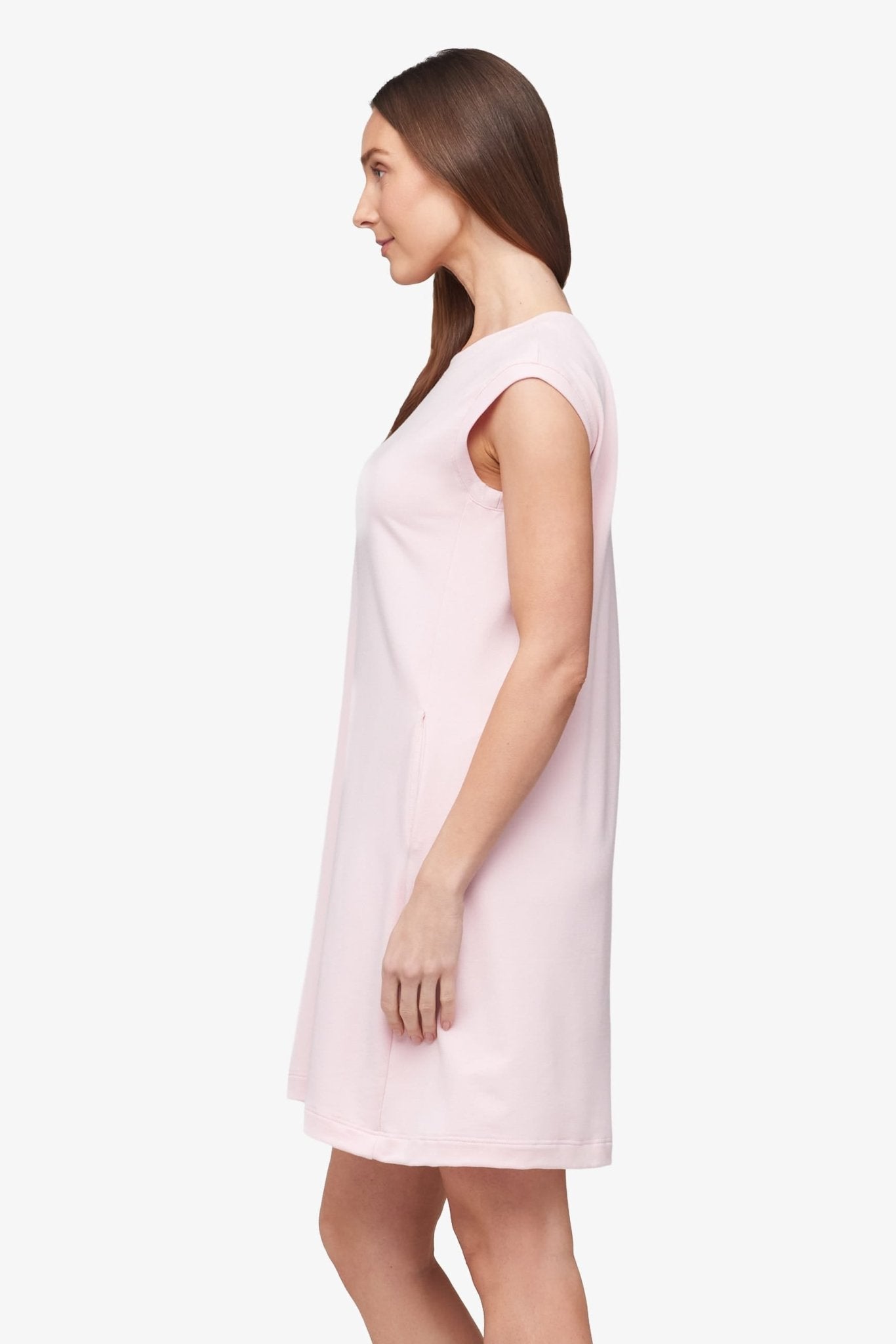 Newport Dress  - Women's Basic dress with pocket in Rose Quartz pink | Daub + Design