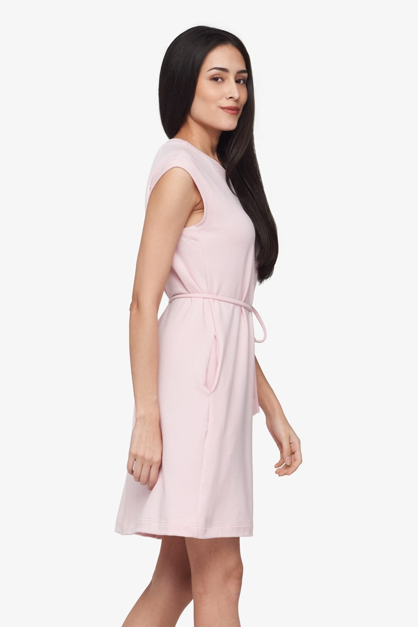 Newport Dress  - Women's Basic dress with pocket in Rose Quartz pink | Daub + Design