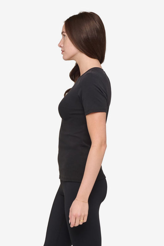 Ribbed Tee in Black
