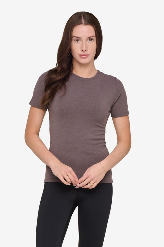 Ribbed Tee in Granite