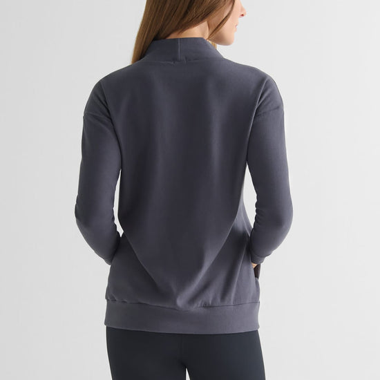 Shiloh Funnelneck Sweatshirt in Ash - Women's Basic Funnelneck Fleece Sweatshirt in Ash Grey | DAUB
