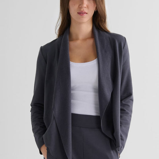 Sloane Jacket in Ash with Basic Tank in White - Lightweight Women’s Fleece Jacket in Ash Grey and Women's Basic Tank Top in White | DAUB