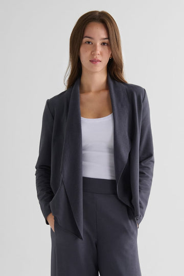 Sloane Jacket in Ash with Basic Tank in White - Lightweight Women’s Fleece Jacket in Ash Grey and Women's Basic Tank Top in White | DAUB