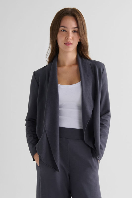 Sloane Jacket in Ash with Basic Tank in White - Lightweight Women’s Fleece Jacket in Ash Grey and Women's Basic Tank Top in White | DAUB