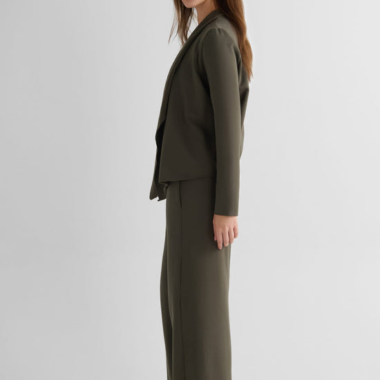 Sloane Jacket in Spruce with Starboard Pant in Spruce - Lightweight Women’s Fleece Jacket in Spruce Green and Women's Wide Leg Pant in Spruce Green | DAUB