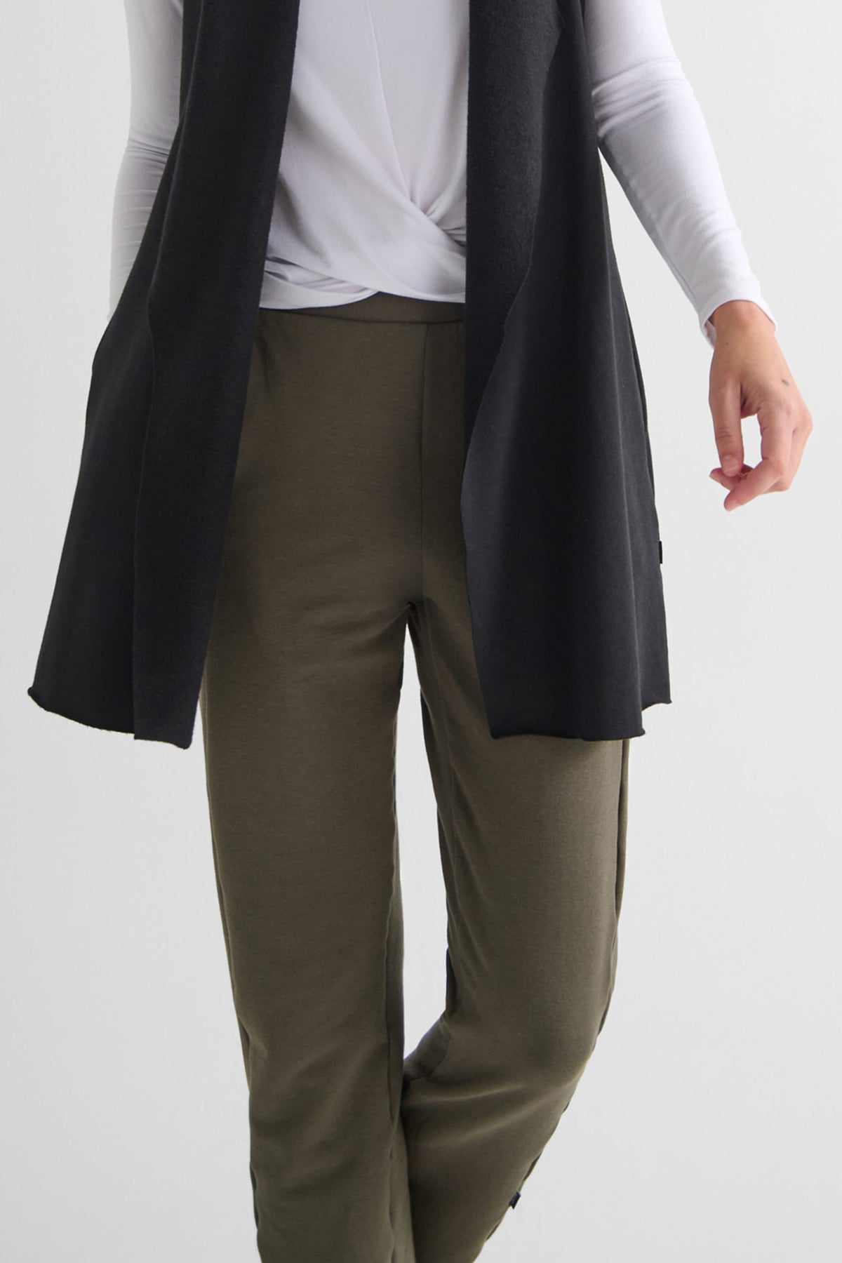 Wren Pant in Spruce  - Women's Fleece Straight Leg Pant in Spruce Green | DAUB