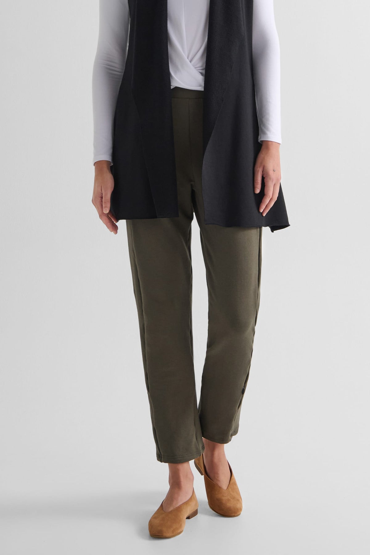 Wren Pant in Spruce  - Women's Fleece Straight Leg Pant in Spruce Green | DAUB