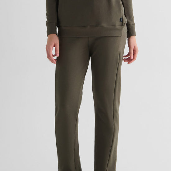Wren Pant in Spruce  - Women's Fleece Straight Leg Pant in Spruce Green | DAUB