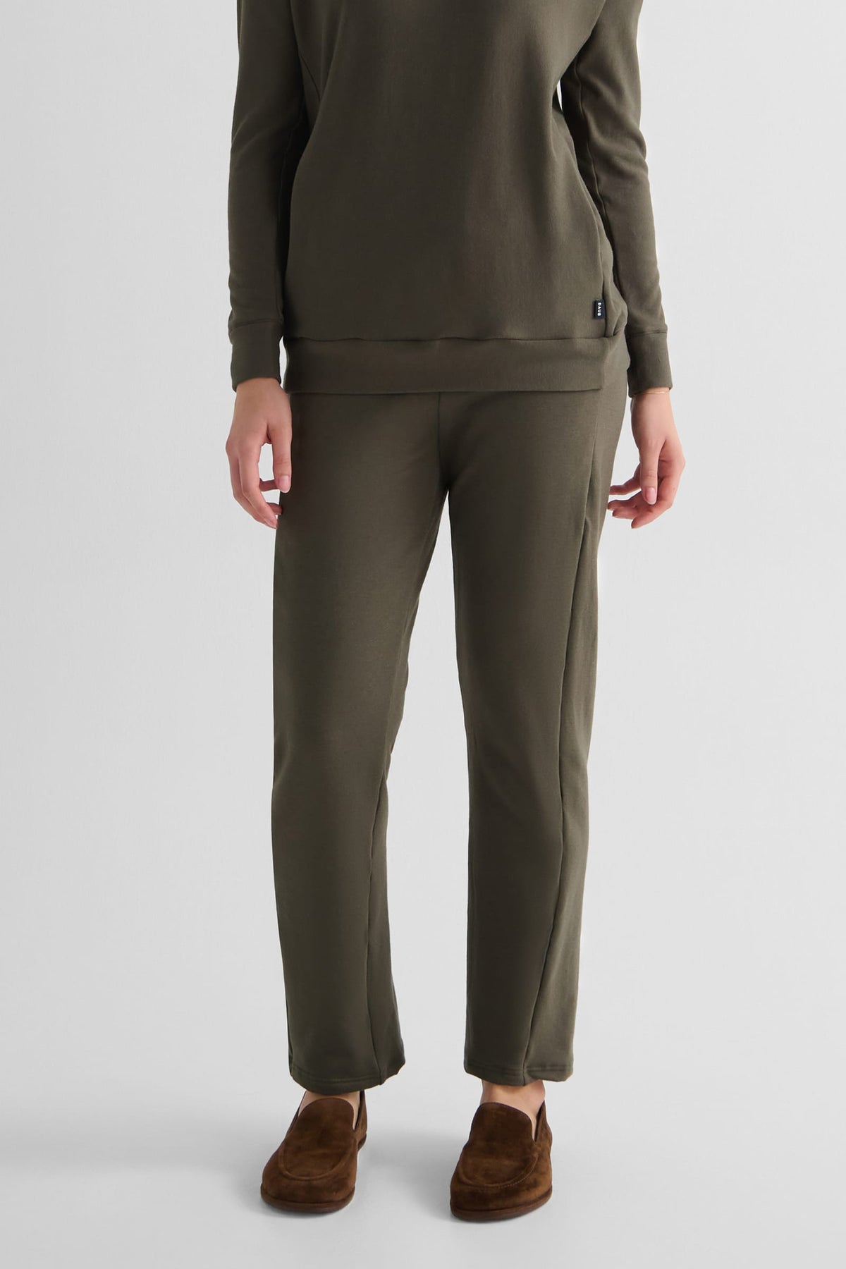 Wren Pant in Spruce  - Women's Fleece Straight Leg Pant in Spruce Green | DAUB