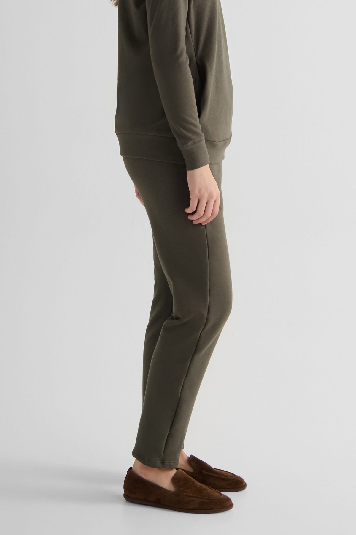 Wren Pant in Spruce  - Women's Fleece Straight Leg Pant in Spruce Green | DAUB