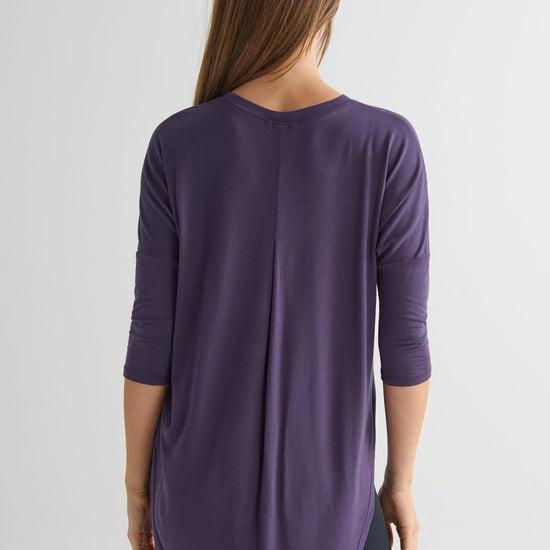 Ainsley Tee in Aubergine - Women's Basic 3/4 Sleeves T-Shirt in Aubergine Purple | DAUB