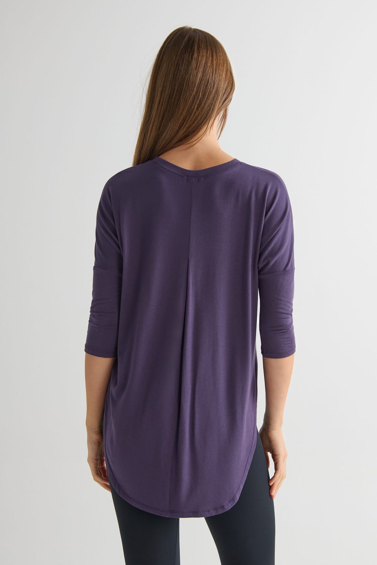 Ainsley Tee in Aubergine - Women's Basic 3/4 Sleeves T-Shirt in Aubergine Purple | DAUB