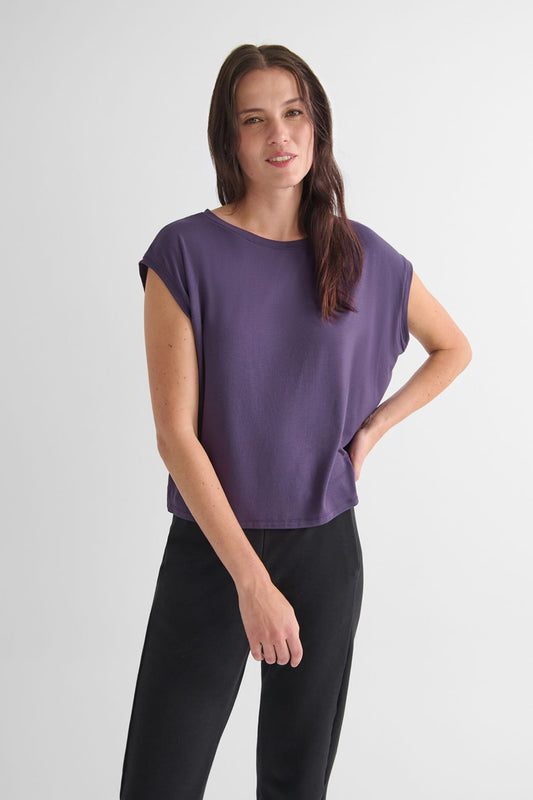 Box Tee in Aubergine