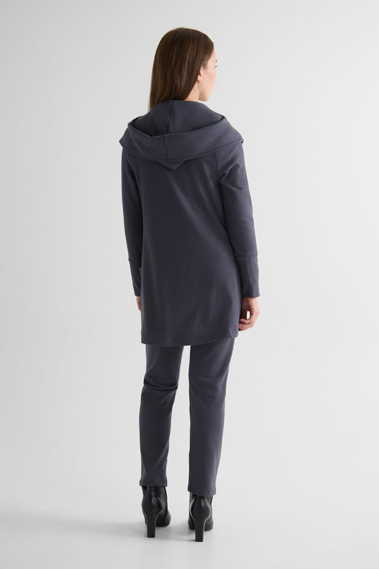 Cocoon Jacket in Ash with Wren Pant in Ash - Women's Hooded Fleece Jacket in Ash Grey and Women's Straight Leg Pant in Ash Grey | DAUB
