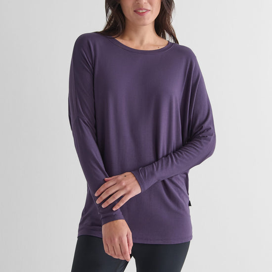 Dolman Longsleeve in Aubergine - Women's Long Sleeve Top in Aubergine Purple | DAUB