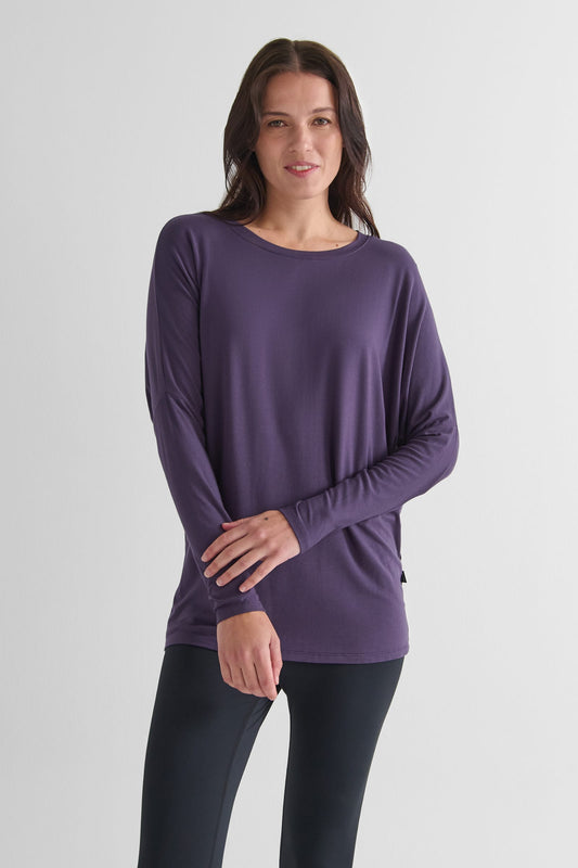 Dolman Longsleeve in Aubergine - Women's Long Sleeve Top in Aubergine Purple | DAUB