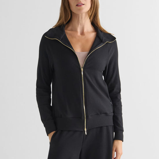 Freedom Full Zip Sweatshirt in Black - Women's Full Zip Fleece Sweatshirt in Black | DAUB