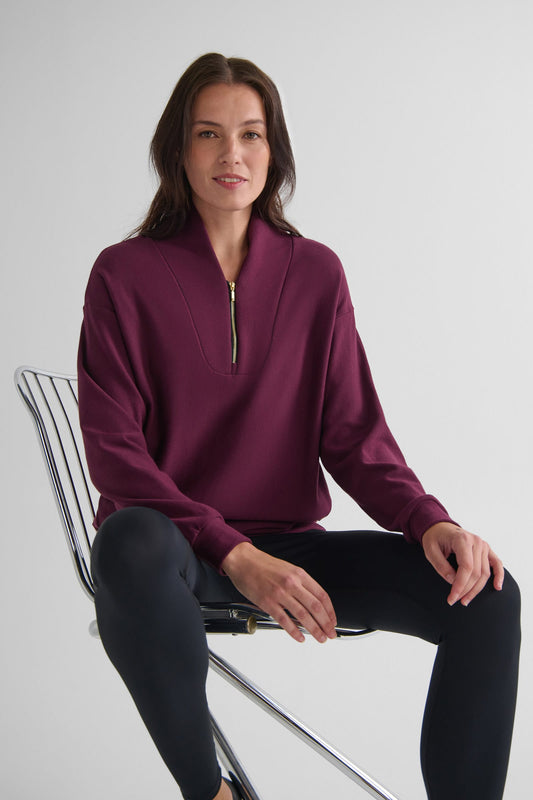 Freedom Quarter Zip Sweatshirt in Syrah
