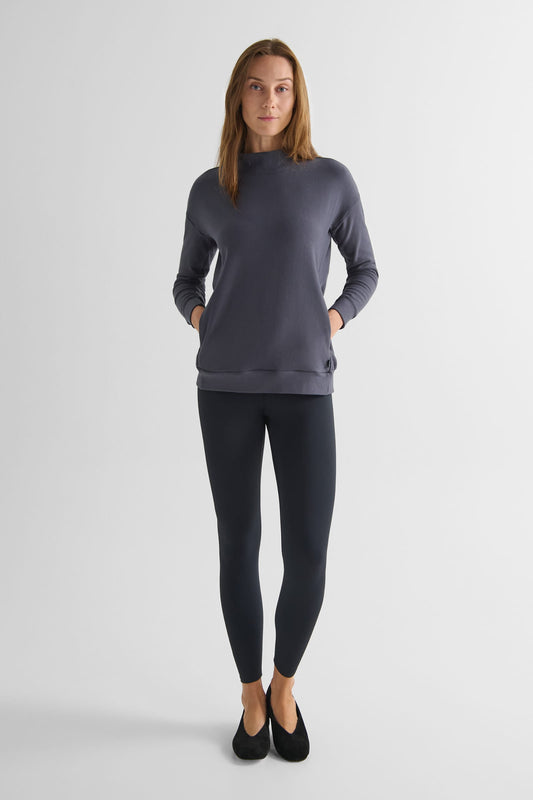 Shiloh Funnelneck Sweatshirt in Ash - Women's Basic Funnelneck Fleece Sweatshirt in Ash Grey | DAUB