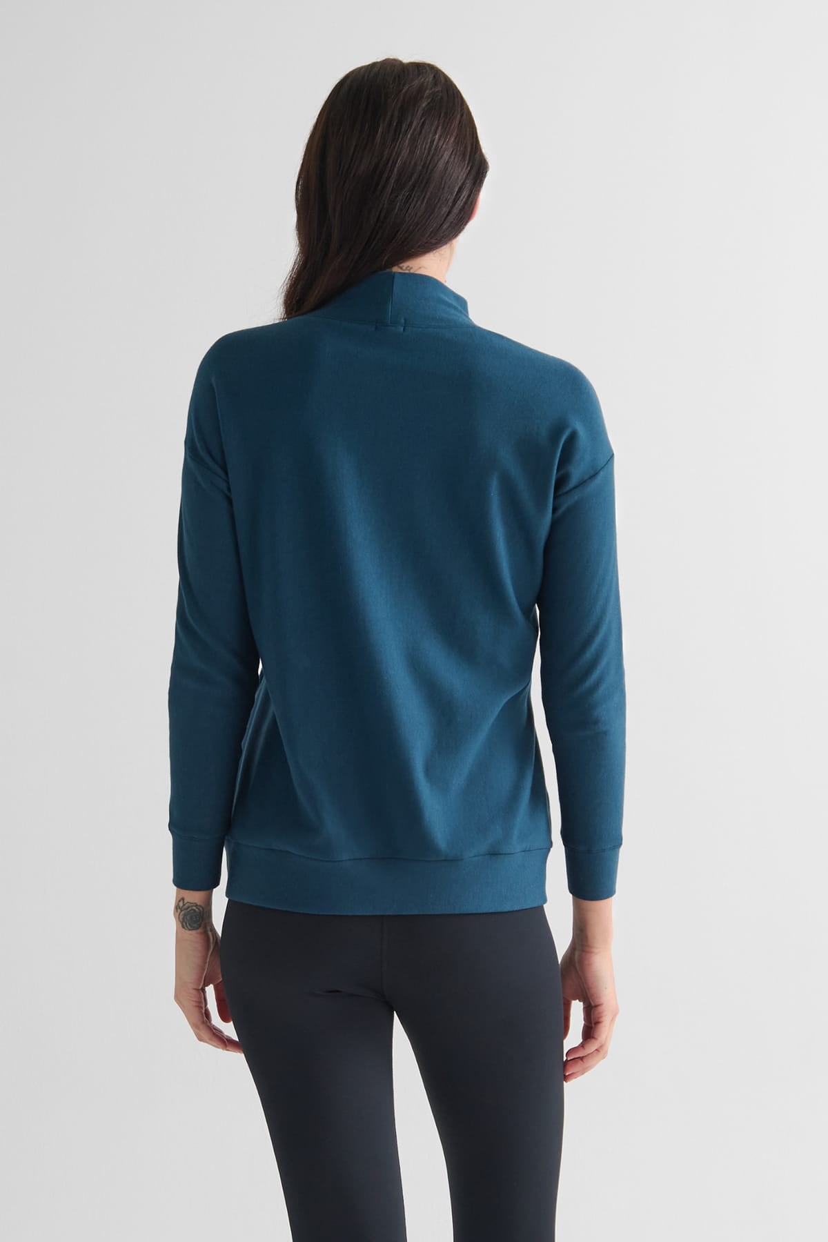Shiloh Funnelneck Sweatshirt in Mystique - Women's Basic Funnelneck Fleece Sweatshirt in Blue | DAUB