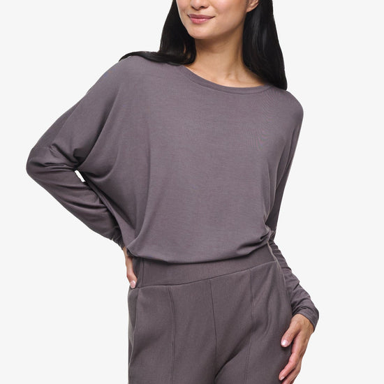 Dolman Longsleeve  - Woman dolman sleeve long sleeve top in warm grey  | Daub & Design