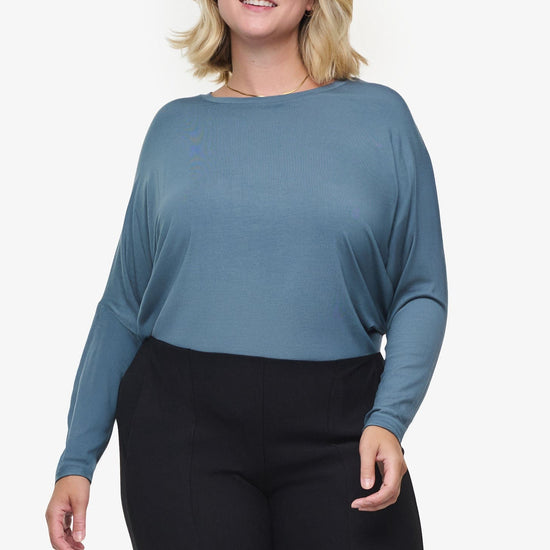 Dolman Longsleeve  - Woman dolman sleeve long sleeve top in slate blue  | Daub & Design