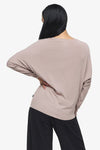Dolman Longsleeve  - Woman dolman sleeve long sleeve top in beige back | Daub & Design