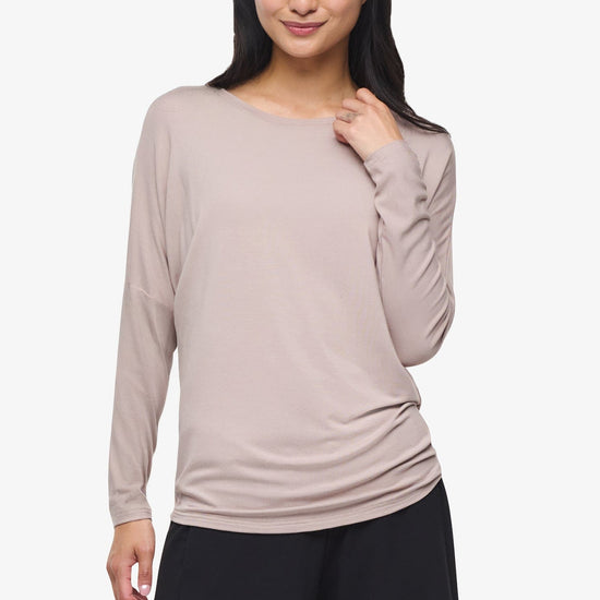 Dolman Longsleeve  - Woman dolman sleeve long sleeve top in beige  | Daub & Design