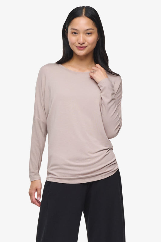 Dolman Longsleeve  - Woman dolman sleeve long sleeve top in beige  | Daub & Design